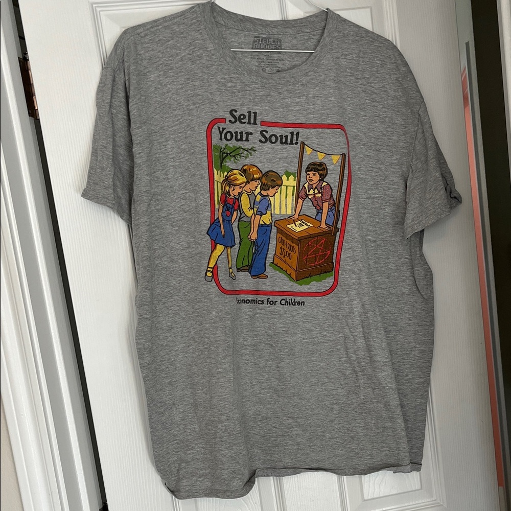 RHODE Gray Graphic Tee with Colorful Print